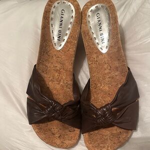 Gianni Bini Dark Brown Cork Mules